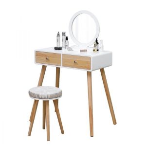 Toaletní stolek se zrcadlem + židle | Lilly má tvar a styl odpovídající charakteru moderních interiérů. Je vyroben z desky MDF.